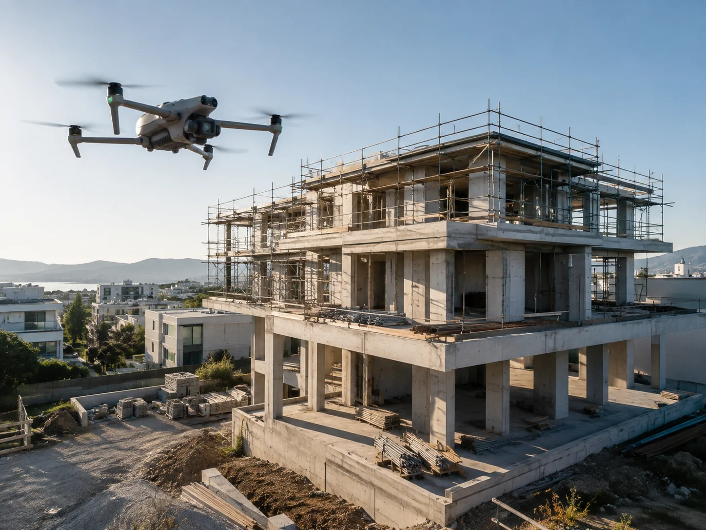 Drone παραγωγή περιεχομένου σε κτήριο υπό κατασκευή